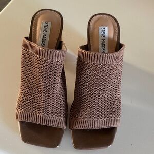Steve Madden Chocolate Knit Open-Toe Mules